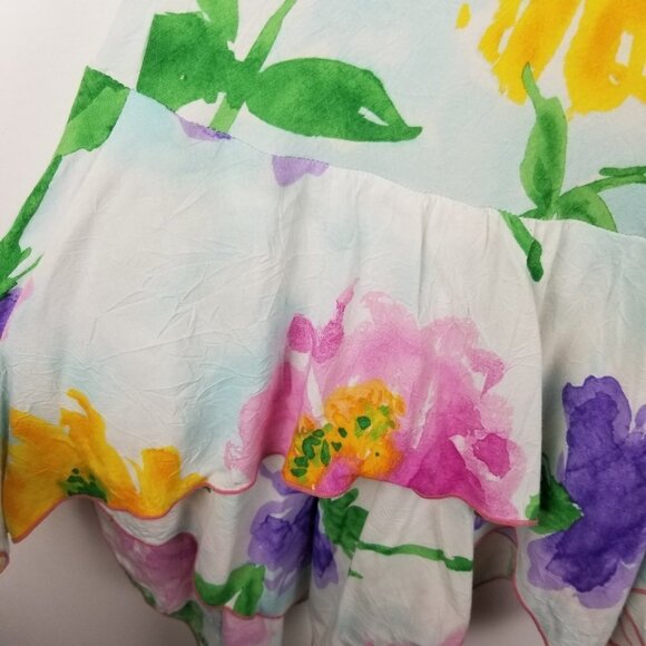 Jams World Small Sky Flower Midi Skirt Floral Handkerchief Hem‎ Spring Hawaii - Picture 8 of 11